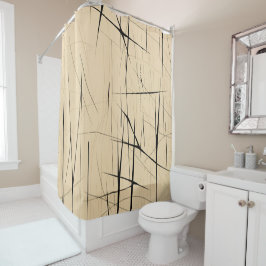 Cortina Para Box Simples preto e bege Japandi