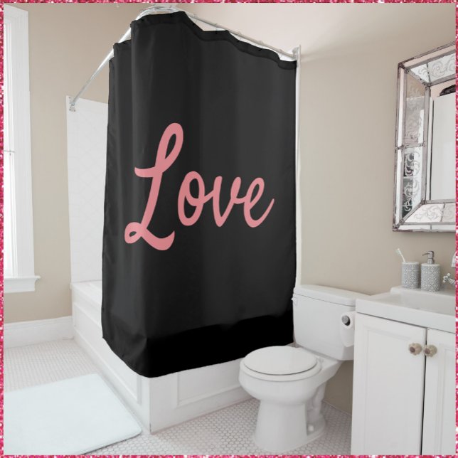 Cortina Para Box Simples Rosa e Amor Negro (Bookmark my store! https://www.zazzle.com/store/capricepetit)