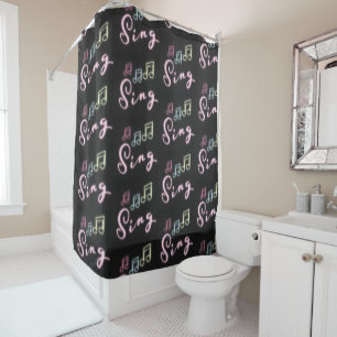 Cortina Para Box Sing Neon Music Notes
