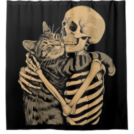 Cortina Para Box Skeleton Hugging Cat – Cute Gothic Cat Lover Gift