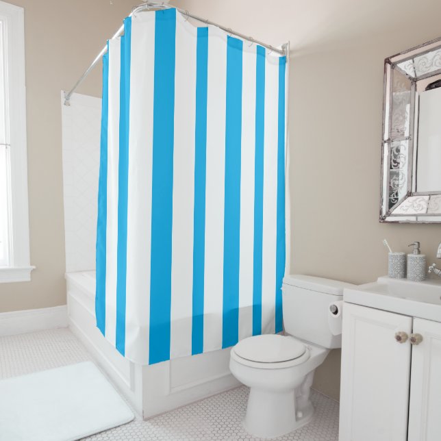 Cortina Para Box Sky Blue White Summer Stripes (In Situ)