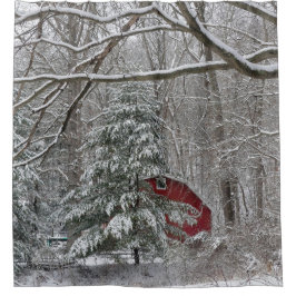 Cortina Para Box Snowy Red Barn