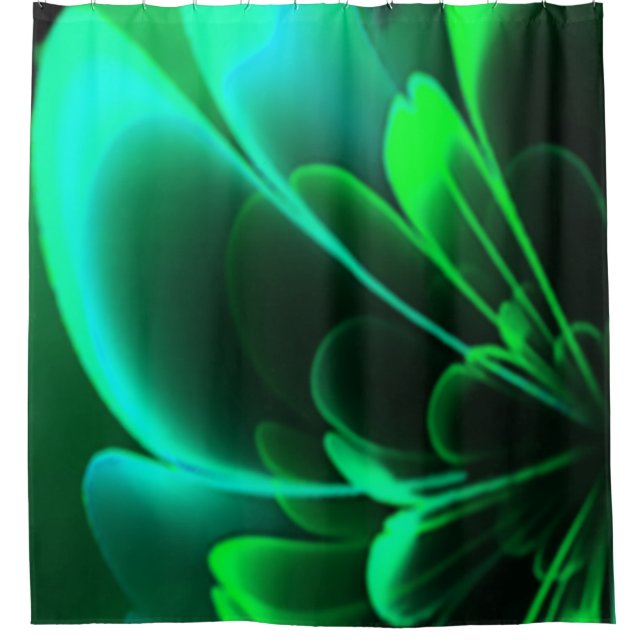 Cortina Para Box Sombras Verdes Estilizam Meia Corola Flor (Frente)