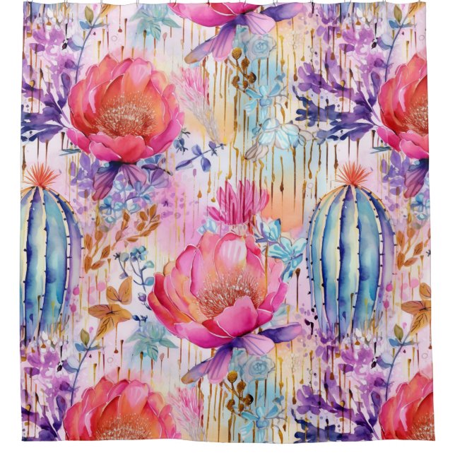 Cortina Para Box Sonho de Cactus Floral Suave (Frente)