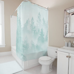 Cortina Para Box Sonho de Floresta Verde Suave em Teal #1 #decor #a