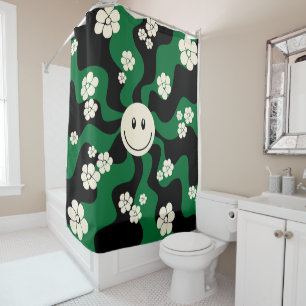 Cortina Para Box Sorria - Verde, Creme e Preto