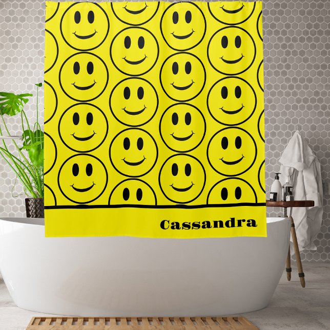 Cortina Para Box Sorriso de Rosto Feliz Amarelo (Criador carregado)
