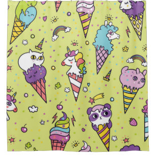 Cortina Para Box Sorvete pop Cute: Padrão Animal