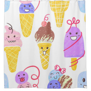 Cortina Para Box Sorvetes Kawaii, um padrão bonito e perfeito.