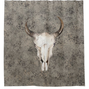 Cortina Para Box South-West Rustic Ranch Skull Marrom Salpico