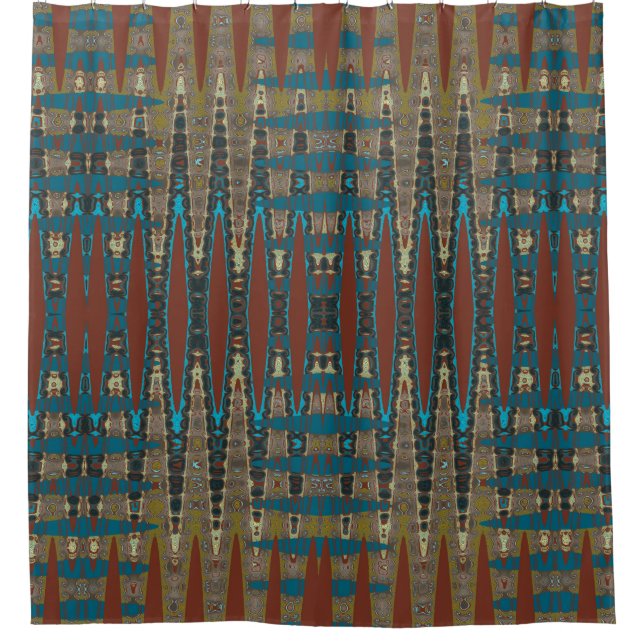 Cortina Para Box Southwestern Colours Zigzag Abstract Rust Green (Frente)
