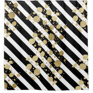 Cortina Para Box Splatter Dourado da pintura do falso em listras