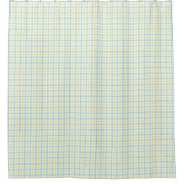 Cortina Para Box Split image showing a pastel plaid shower curtain