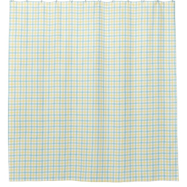 Cortina Para Box Split image showing a pastel plaid shower curtain (Frente)