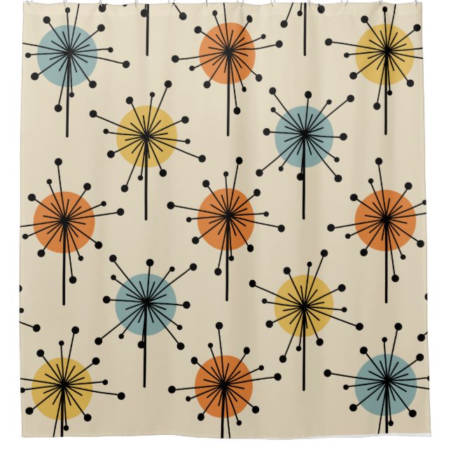 Cortina Para Box Sputnik Starburst Flowers Retro (Frente)