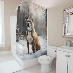 Cortina Para Box Staffordshire Bull Terrier Deixe-o nevar no Natal