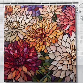 Cortina Para Box Stained Glass Dahlia Jewel Tone Floral