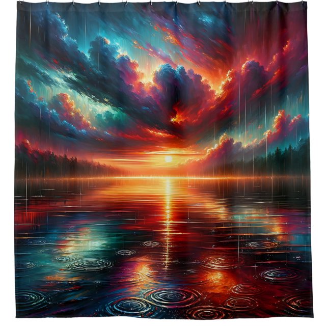 Cortina Para Box "Stormy Sunset Sobre Serene Lake" (Frente)