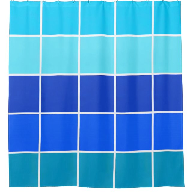Cortina Para Box Stripes de Gradiente em Praças Azuis (Frente)