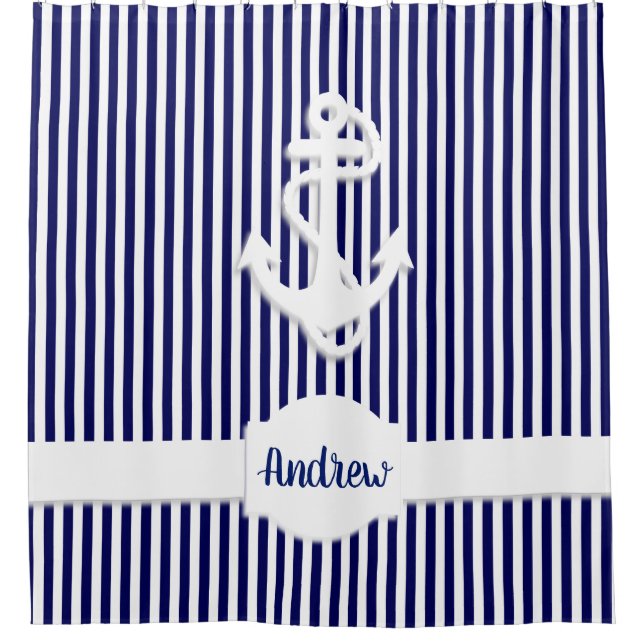 Cortina Para Box Stripes e Âncora Personalizados (Frente)
