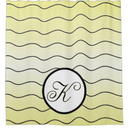 Cortina Para Box Stylish Creamy Citrus Yellow Abstract Line Art