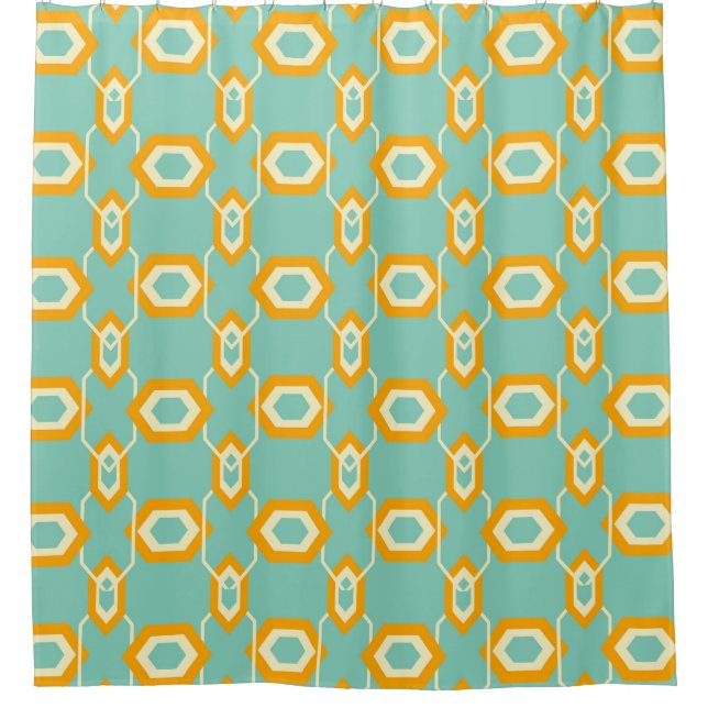 Cortina Para Box Stylized geometric pattern in bold orange hexagon (Frente)