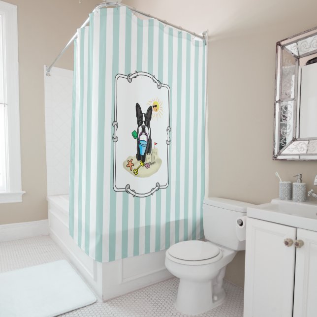 Cortina Para Box Summer Beach Boston Terrier (preto) - Cachorro bon (In Situ)