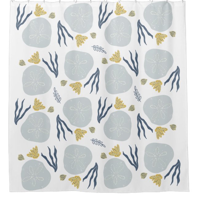 Cortina Para Box Summer Sand Dollar Seashells Beach Patterne (Frente)