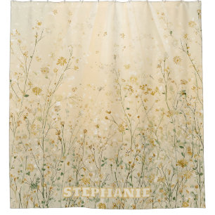 Cortina Para Box Sunlit Meadow com flores silvestres e cinzas leves