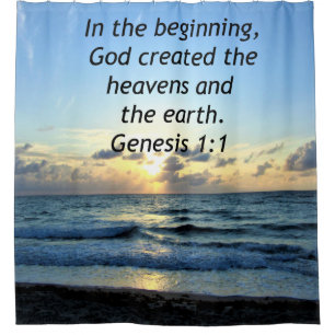 CORTINA PARA BOX SUNRISIS SERENE GENESIS 1:1 SCRIPTURE FOTO