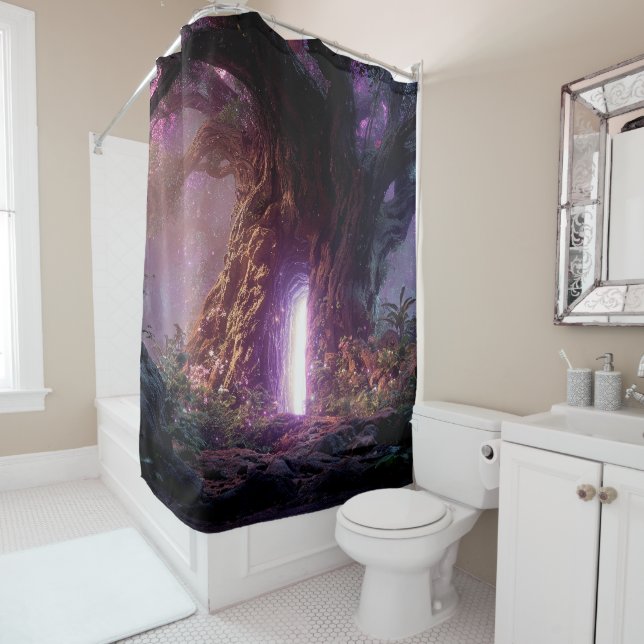 Cortina Para Box Surreal Enchanted Tree With Glowing Portal (In Situ)