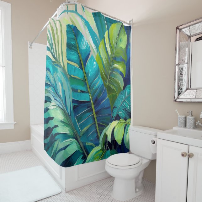 Cortina Para Box Tapete de Folha Tropical Monstera (In Situ)