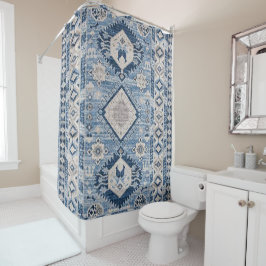 Cortina Para Box Tapete Kilim Azul Antigo Oriental