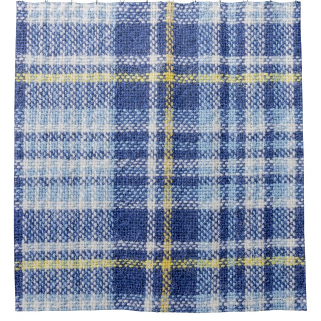 Cortina Para Box Tartan Amarelo Azul: Xadrez Moda (Frente)