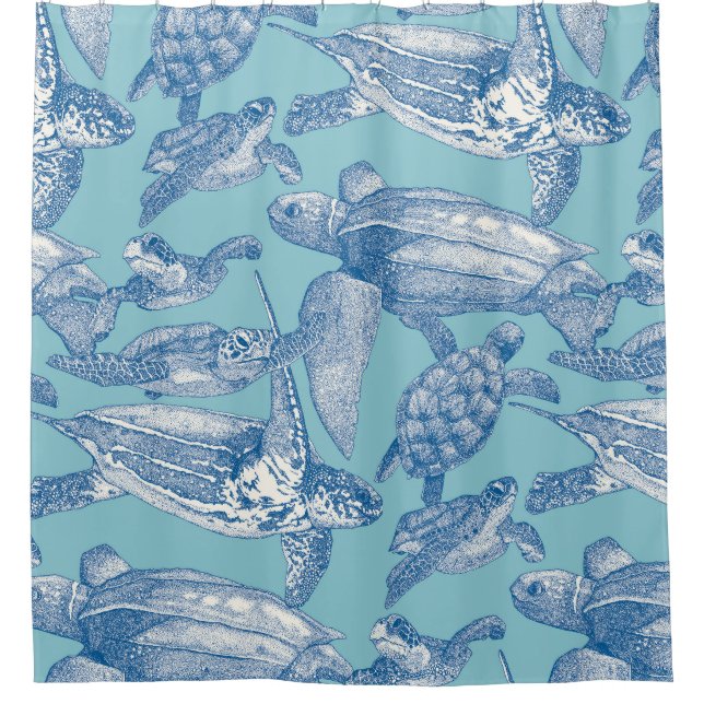 Cortina Para Box tartarugas marinhas cobalto céu azul (Frente)