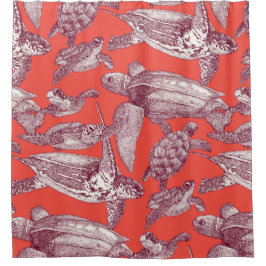 Cortina Para Box tartarugas marinhas vermelho clarete