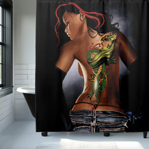 Cortina Para Box Tatuagem de mulher dragão de fantasia ousada