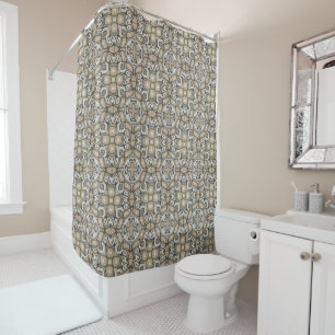Cortina Para Box Taupe Brown Cinza Beige Arte Tribal