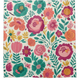 Cortina Para Box Teal and Magenta Folk Floral