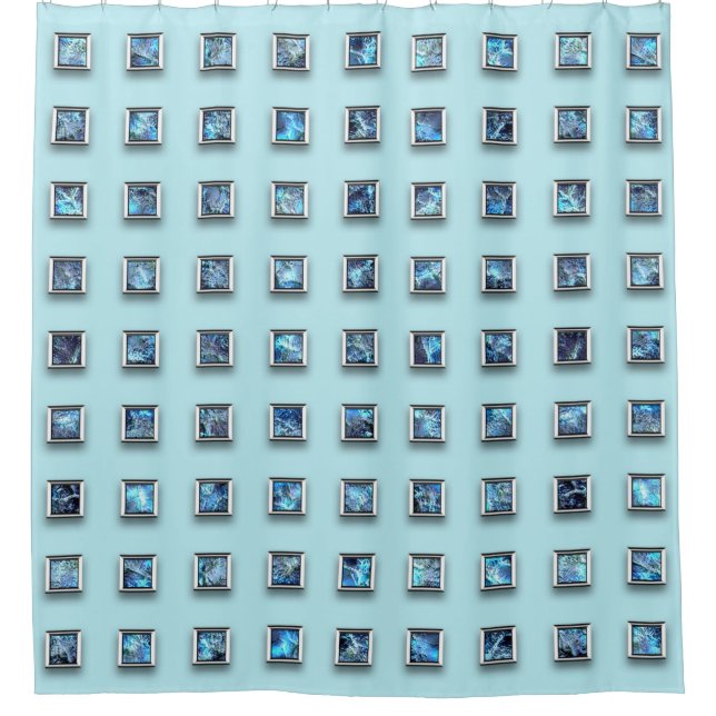 Cortina Para Box Teal Blue e Gem Ouro Moderno (Frente)