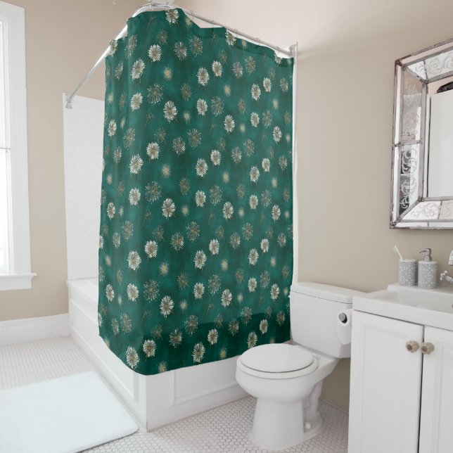 Cortina Para Box Teal Dandelion Pattern  (In Situ)