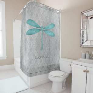 Cortina Para Box Teal Dragonfly Damask