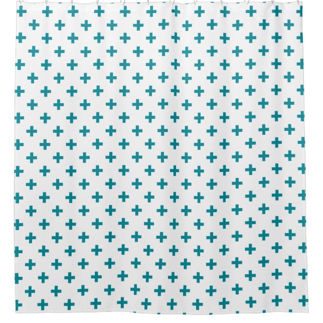 Cortina Para Box Teal polka cruza em branco (Frente)