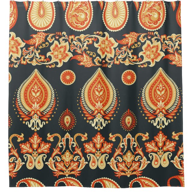 Cortina Para Box Tecido Étnico Paisley Oriental (Frente)