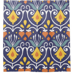 Cortina Para Box Tecido Ikat artesanal. Padrão étnico uniforme. A