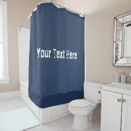 Cortina Para Box Tecido Jeans Azul - Adicionar Seu Texto - Personal