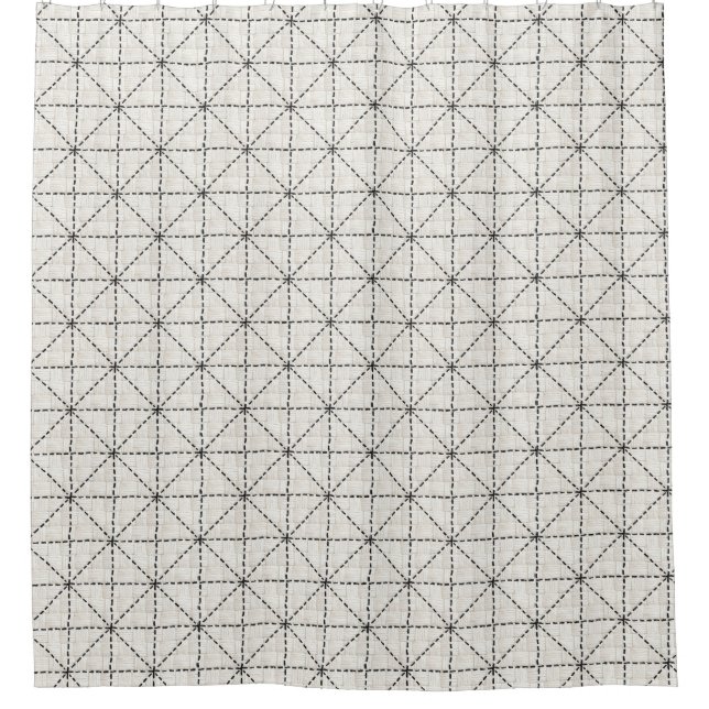 Cortina Para Box Tecido simples escandinavo branco e preto (Frente)