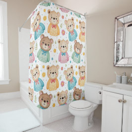 Cortina Para Box Teddy bear and flowers