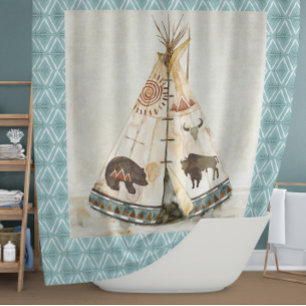 Cortina Para Box Teepee Bear Tribal Planeia Vintagem Nativa Indiana