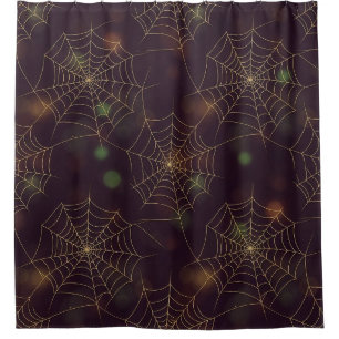 Cortina Para Box Teia de Aranha Dourada Bokeh – Elegante Teia de Ha